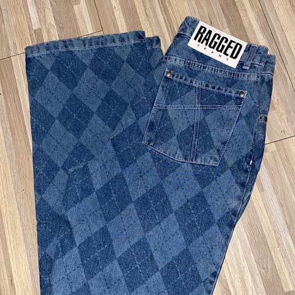 Free People Denim - The Ragged Priest Blue Argyle Boarder Jeans x free people unisex pants jeans 28